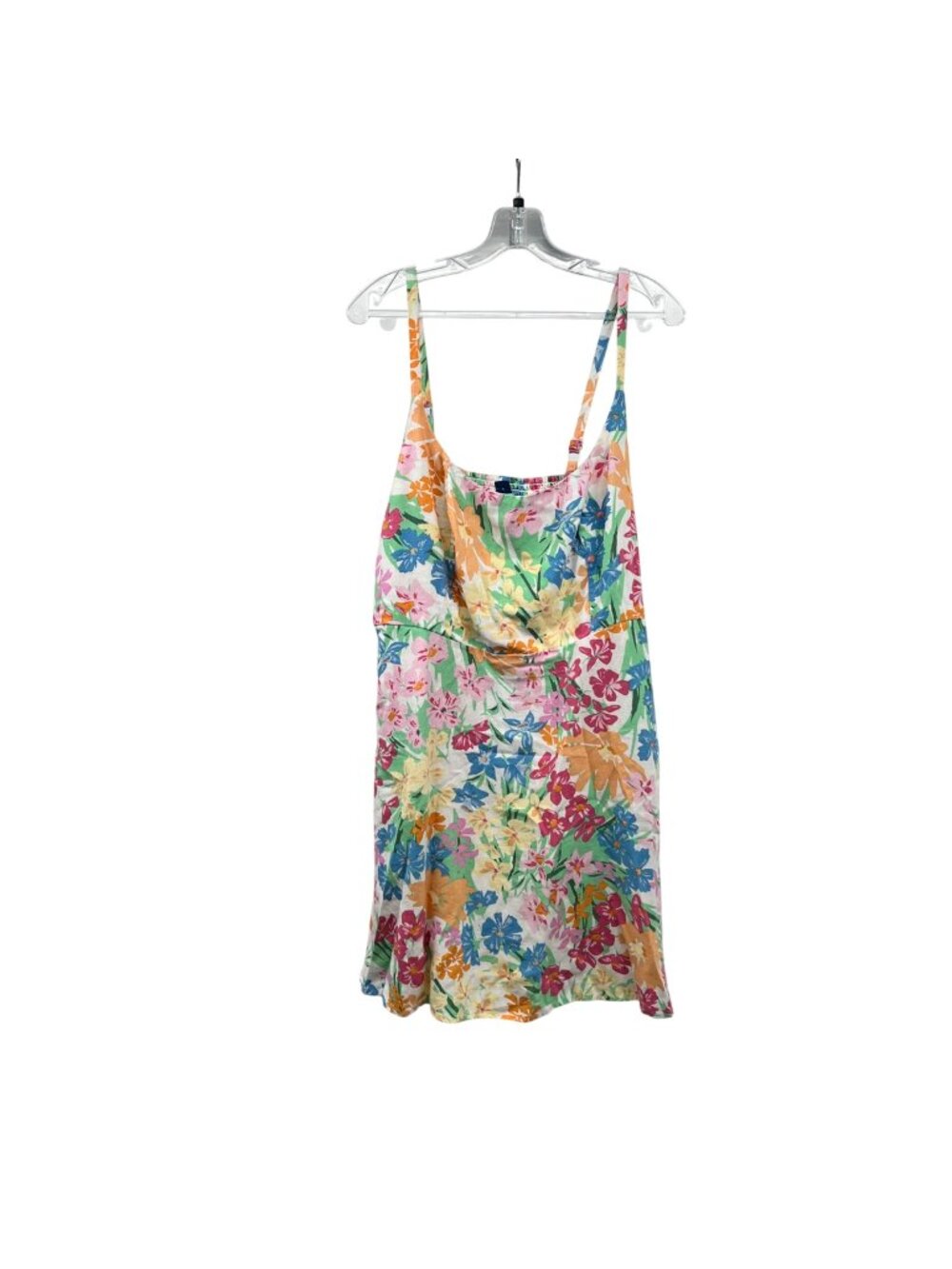Old Navy Floral Sundress Linen Blend Sleeveless Scoop Neck Size Large Pockets